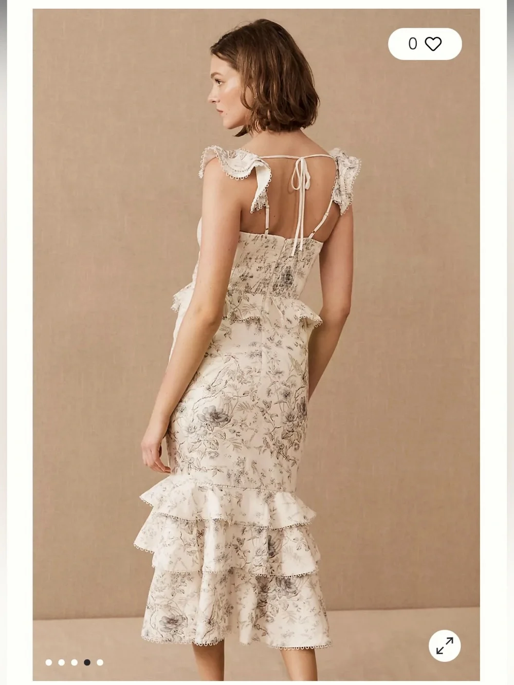 V. Chapman Ivory Floral Ruffle Midi Dress - Picture 3 of 7